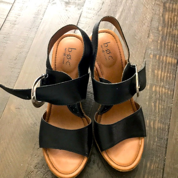 b.o.c. Shoes - Born size 7M black leather wedges. Rarely worn. High wedges with good support.